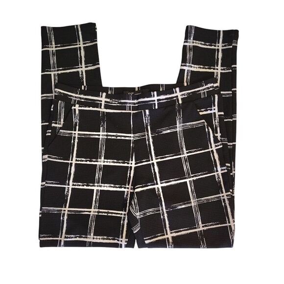 Y2K Joyous LA Black White Plaid Pull On High Waist Ankle Grunge Pants Large - Picture 4 of 12